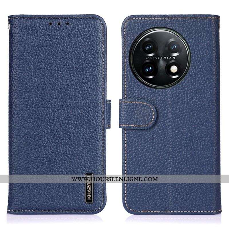 Housse OnePlus 11 5G Cuir Véritable Litchi KHAZNEH