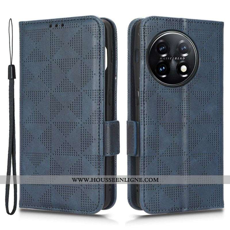 Housse OnePlus 11 5G Double Rabat et Motif Triangle