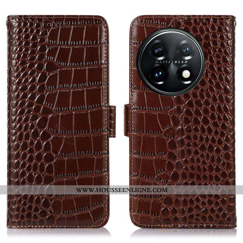 Housse OnePlus 11 5G Style Crocodile RFID