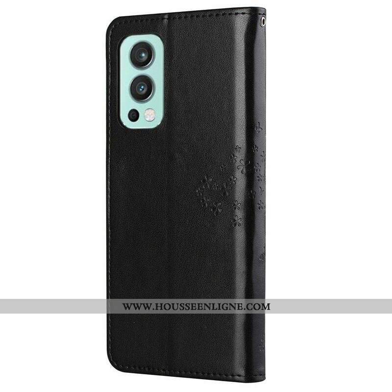 Housse OnePlus Nord 2 5G Arbre et Hiboux à Lanière