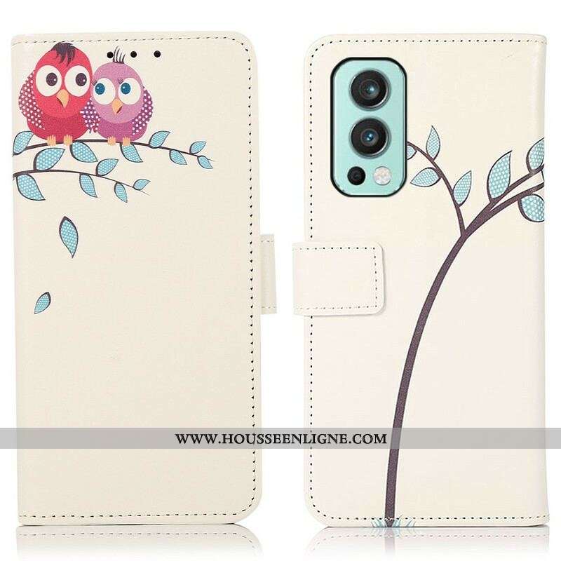 Housse OnePlus Nord 2 5G Couple De Hiboux Sur l'Arbre