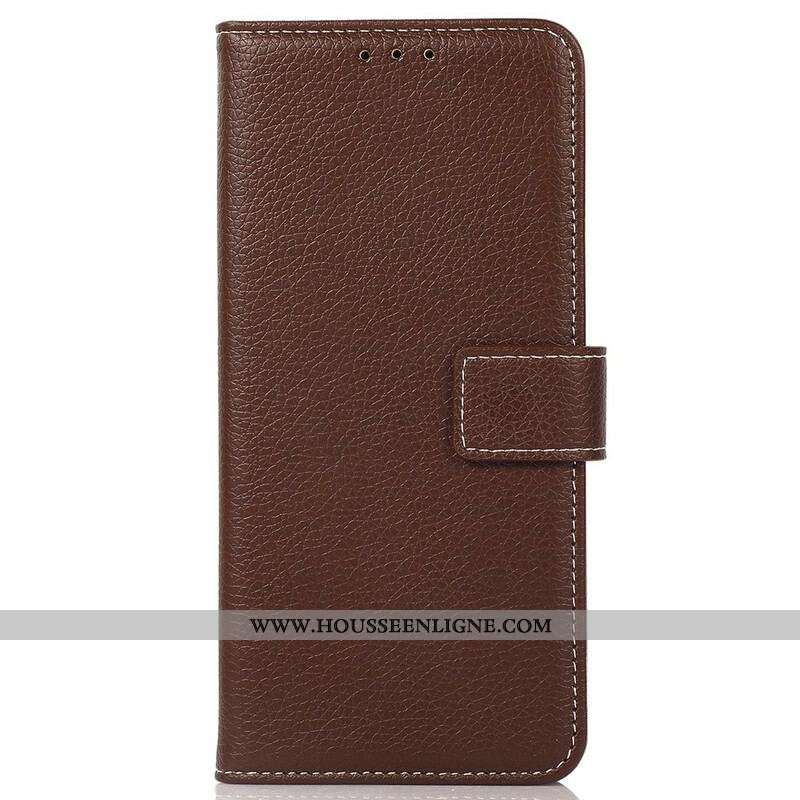 Housse OnePlus Nord 2 5G Cuir Litchi avec Coutures