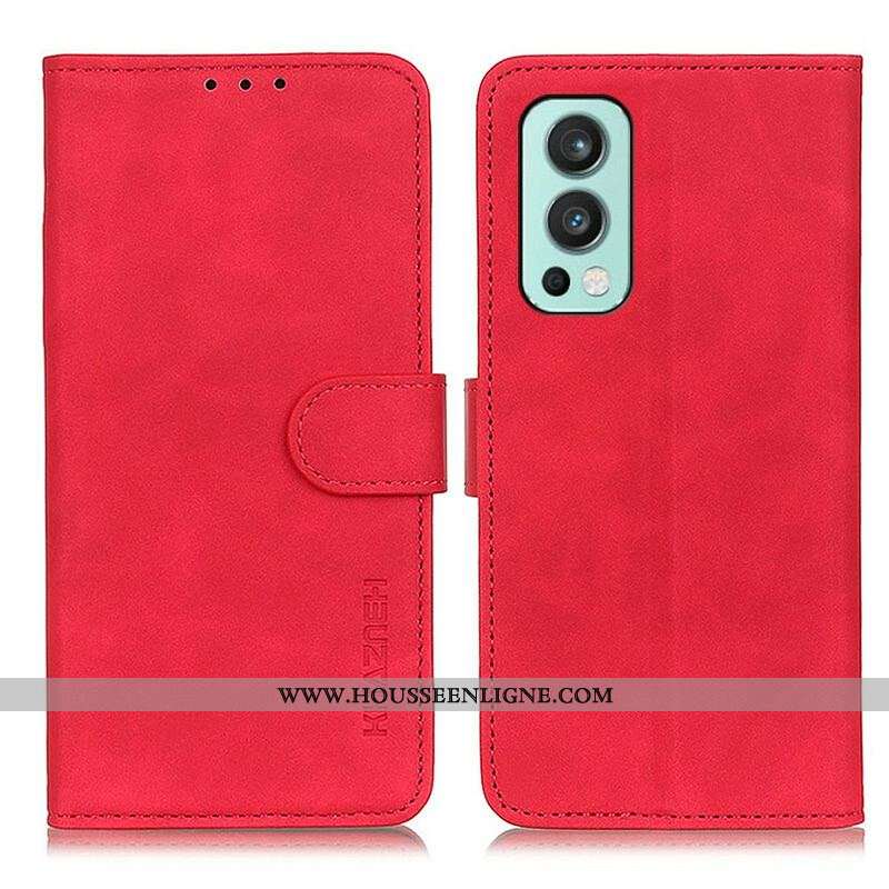 Housse OnePlus Nord 2 5G Mate Effet Cuir Vintage KHAZNEH