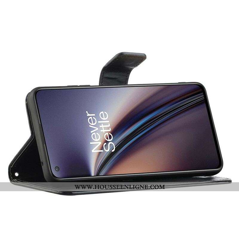 Housse OnePlus Nord 2 5G Papillons Et Fleurs À Lanière