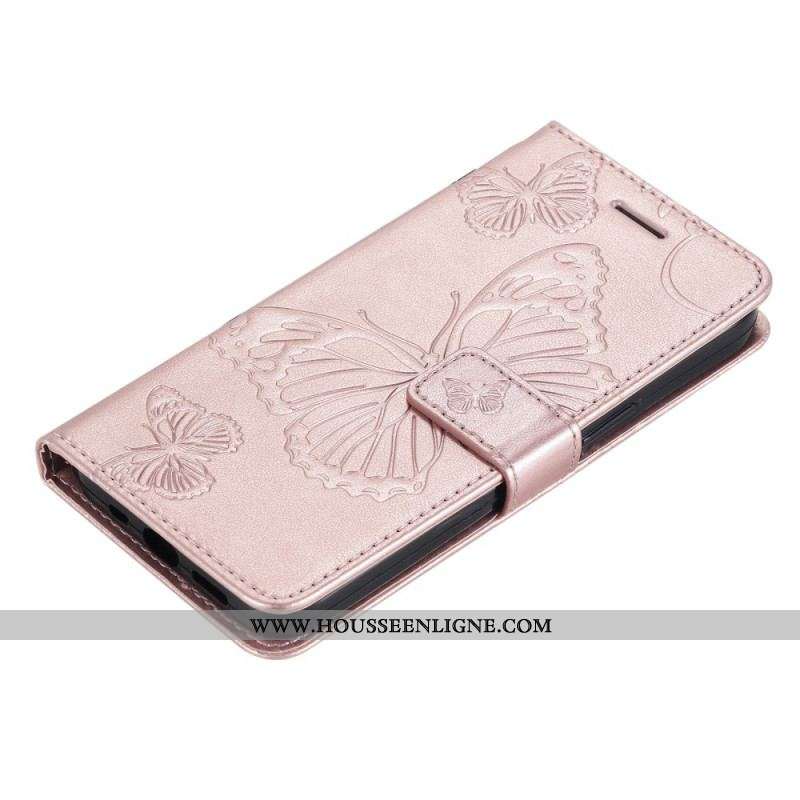 Housse OnePlus Nord 2 5G Papillons Géants à Lanière