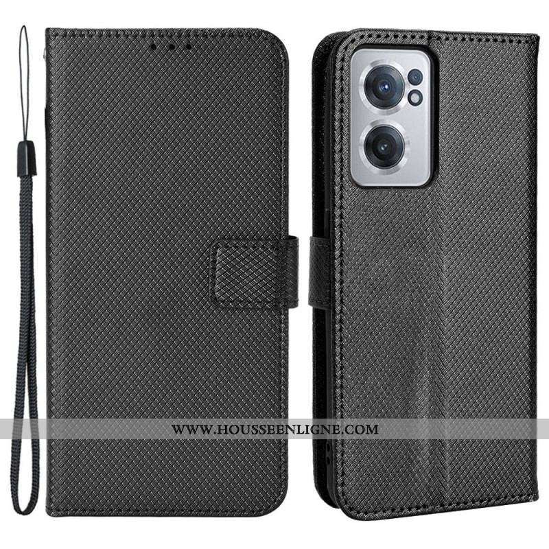 Housse OnePlus Nord 2 CE 5G Texture Diamant à Lanière