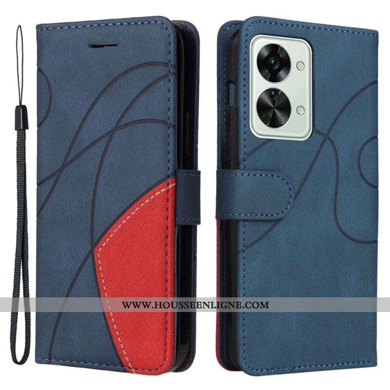 Housse OnePlus Nord 2T 5G Bicolore KT Leather Series avec Porte-Cartes à  Lanière