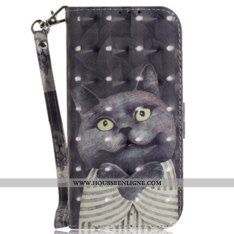 Housse OnePlus Nord 2T 5G Chat Gris à Lanière