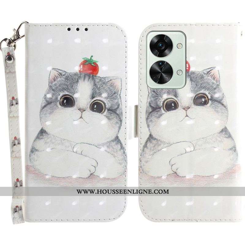 Housse OnePlus Nord 2T 5G Chat Mignon à Lanière