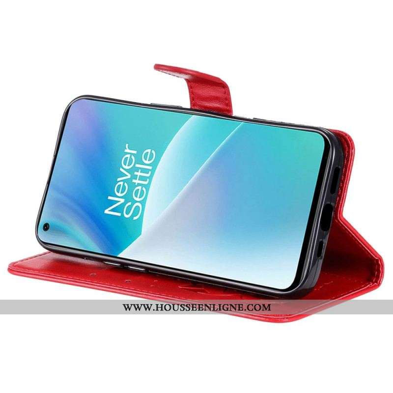 Housse OnePlus Nord 2T 5G Chat et Abeille avec Porte-Cartes à Lanière