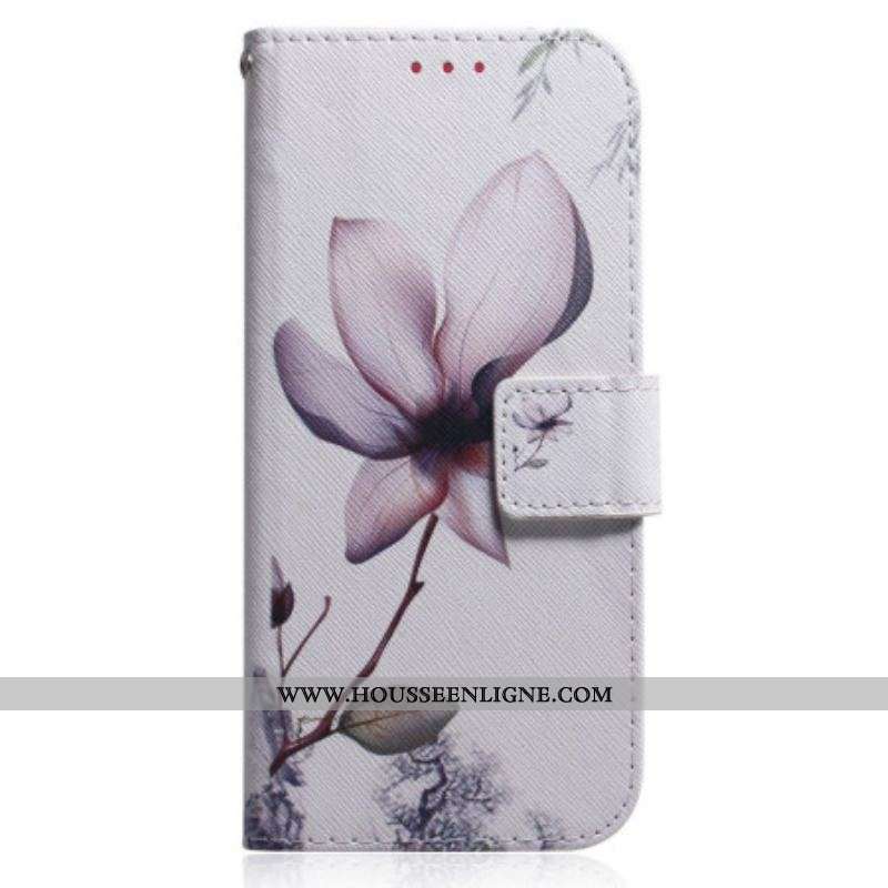Housse OnePlus Nord 2T 5G Fleur Rose à Lanière