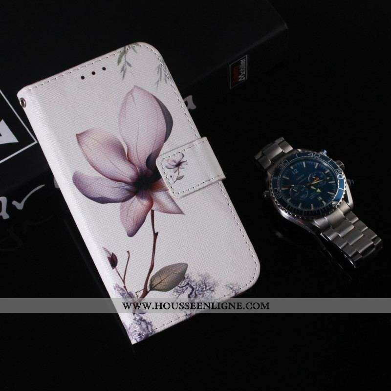 Housse OnePlus Nord 2T 5G Fleur Rose à Lanière