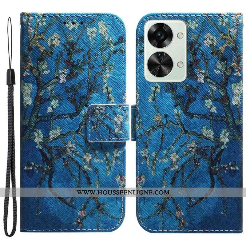 Housse OnePlus Nord 2T 5G Fleurs Abricot à Lanière