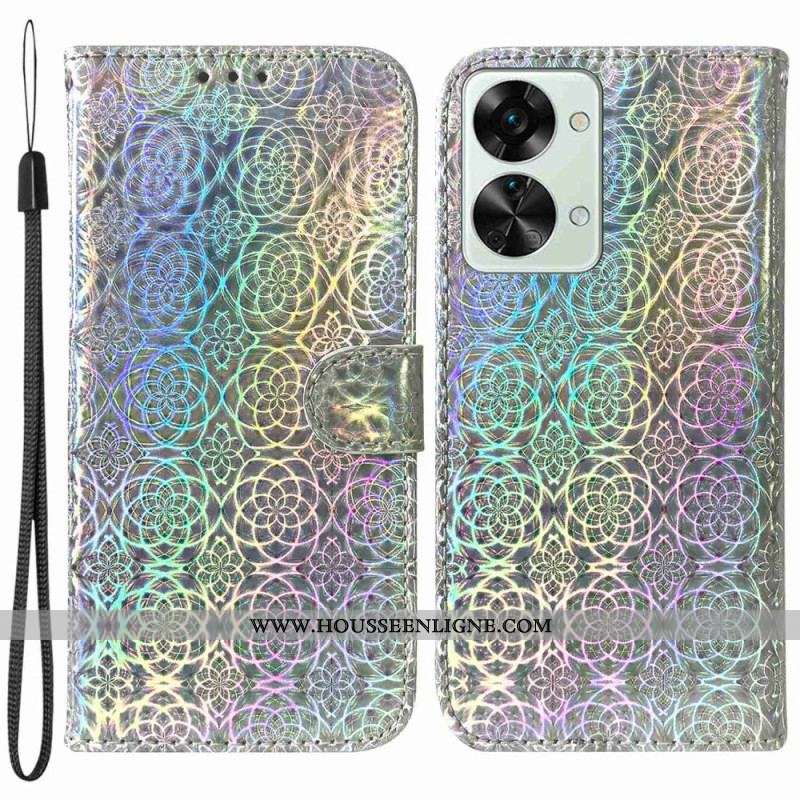 Housse OnePlus Nord 2T 5G Fleurs Géométriques à Lanière