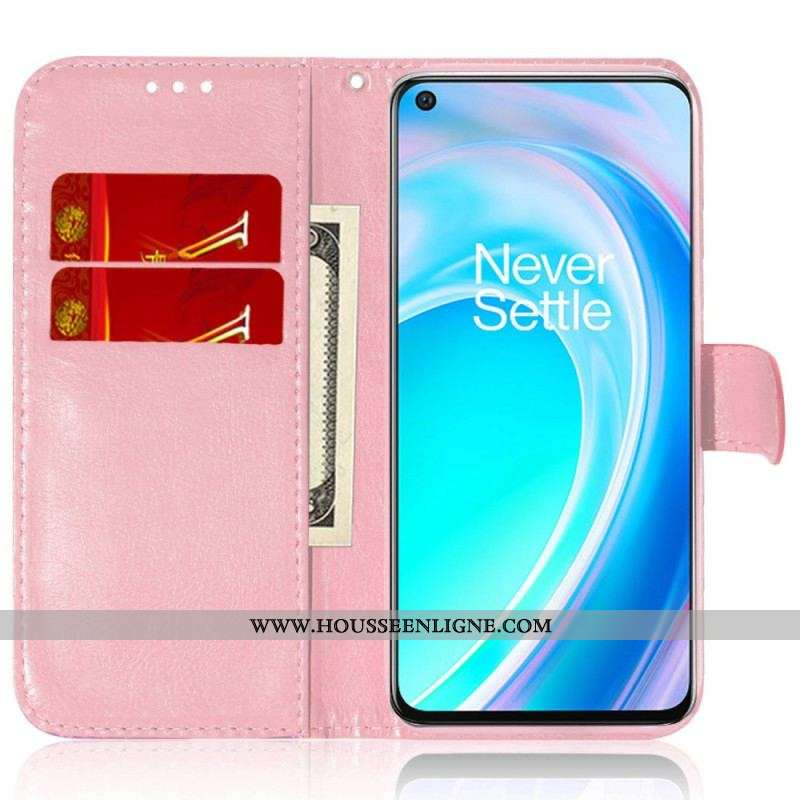 Housse OnePlus Nord 2T 5G Fleurs Géométriques à Lanière