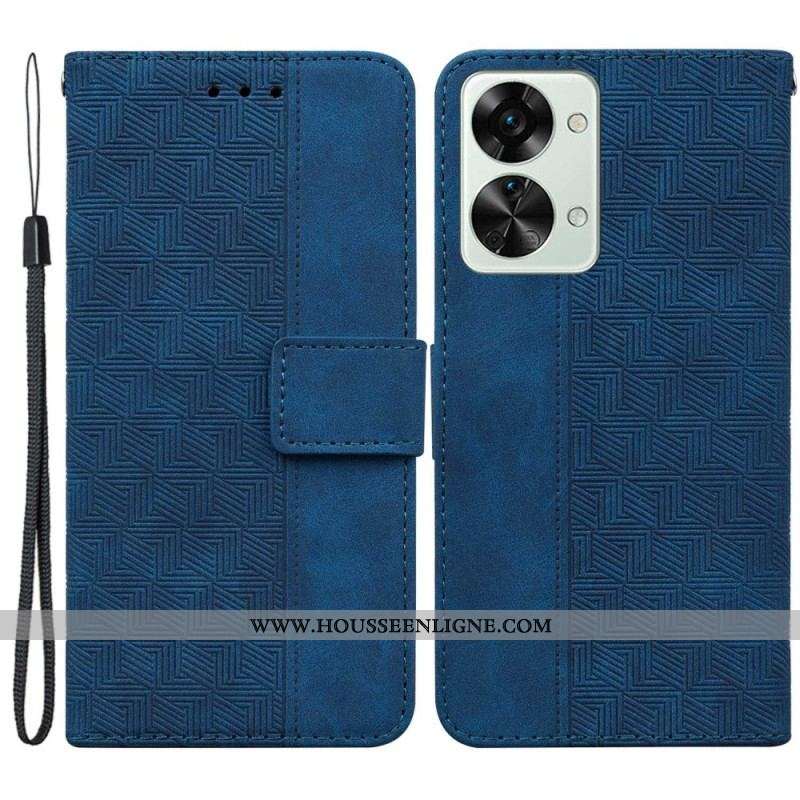 Housse OnePlus Nord 2T 5G Motifs Géométriques à Lanière