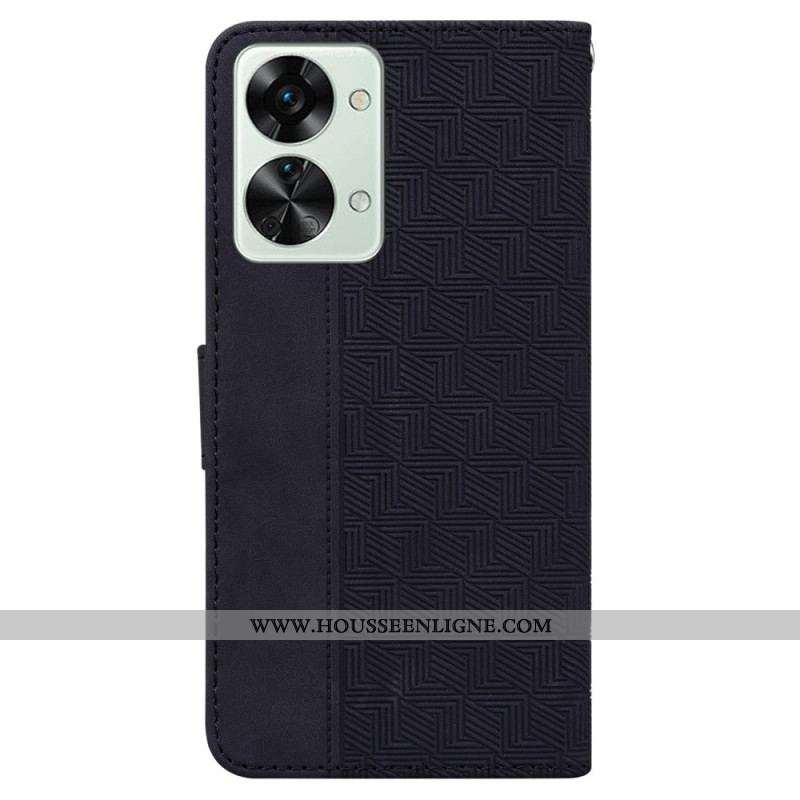 Housse OnePlus Nord 2T 5G Motifs Géométriques à Lanière