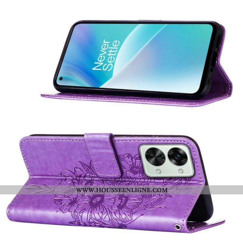 Housse OnePlus Nord 2T 5G Papillon Artistique à Lanière