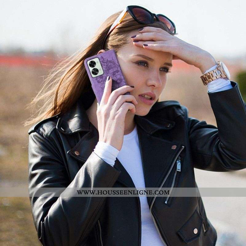 Housse OnePlus Nord 2T 5G Papillon Artistique à Lanière