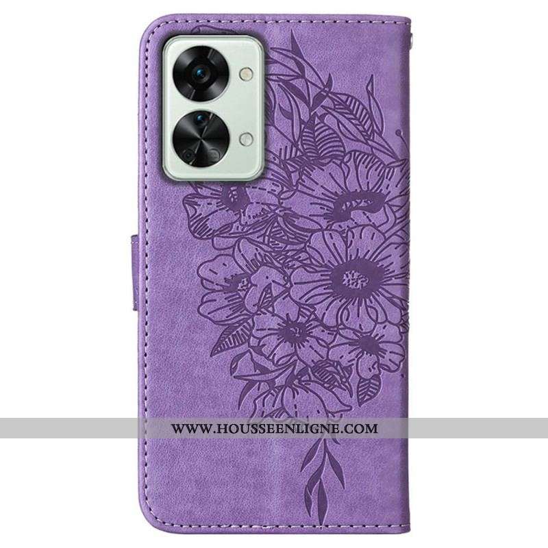 Housse OnePlus Nord 2T 5G Papillon Artistique à Lanière