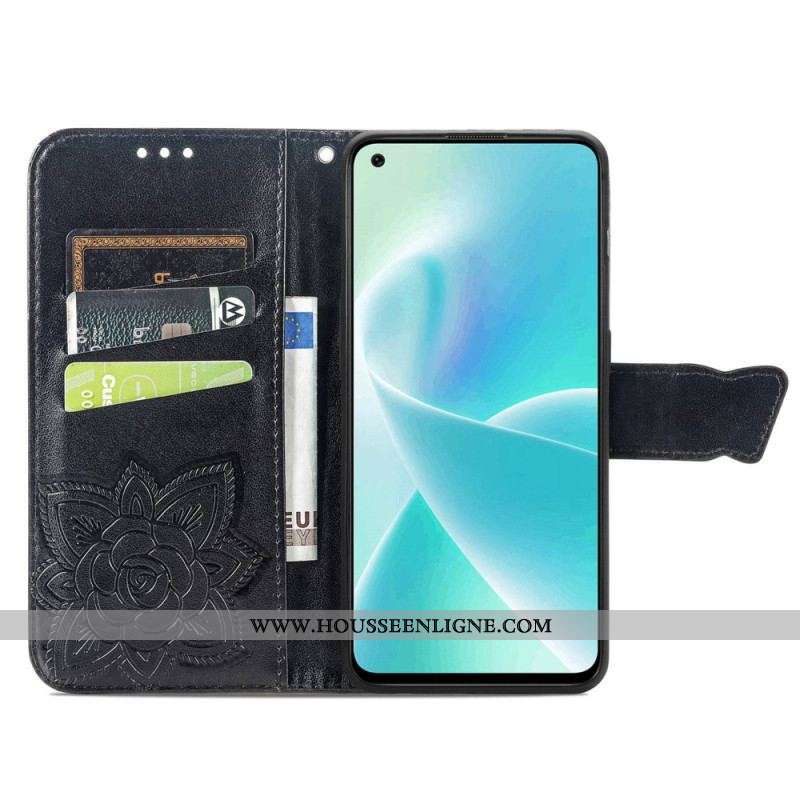 Housse OnePlus Nord 2T 5G Papillon Porte-Cartes à Lanière