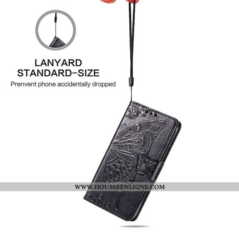 Housse OnePlus Nord 2T 5G Papillon Porte-Cartes à Lanière