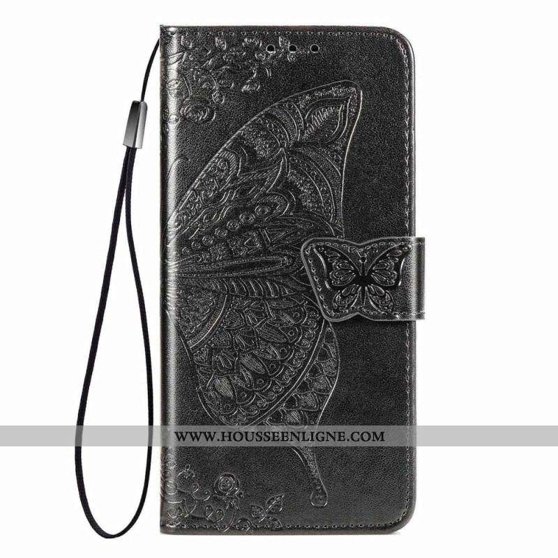 Housse OnePlus Nord 2T 5G Papillon Porte-Cartes à Lanière