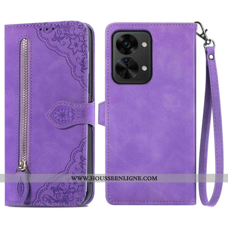 Housse OnePlus Nord 2T 5G Porte-Cartes et Porte-Monnaie à Lanière
