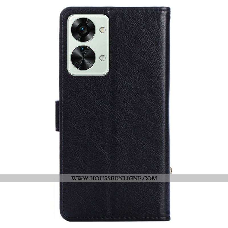 Housse OnePlus Nord 2T 5G Porte-Monnaie Frontal et Lanière