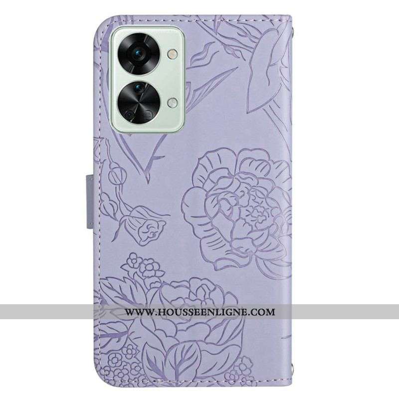 Housse OnePlus Nord 2T 5G Premium Papillons à Lanière