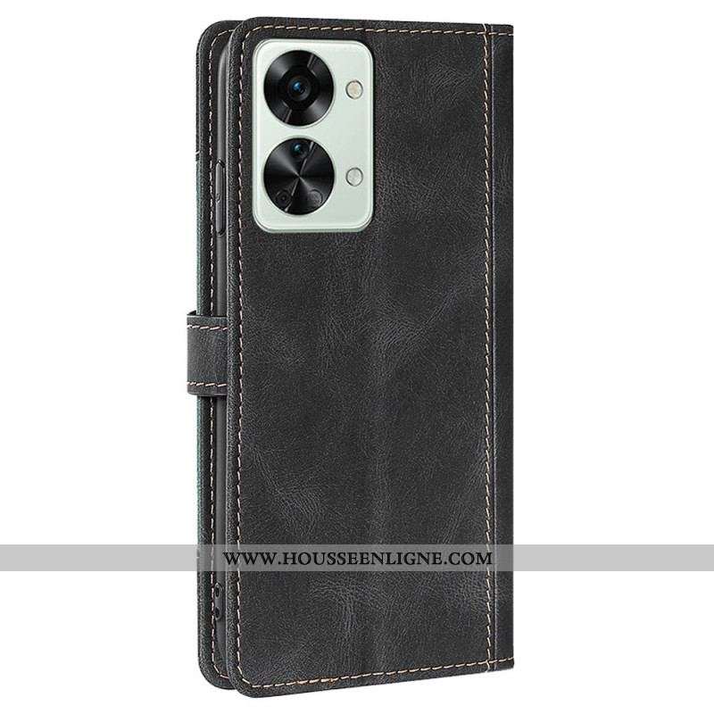 Housse OnePlus Nord 2T 5G Simili Cuir Bicolore Stylé