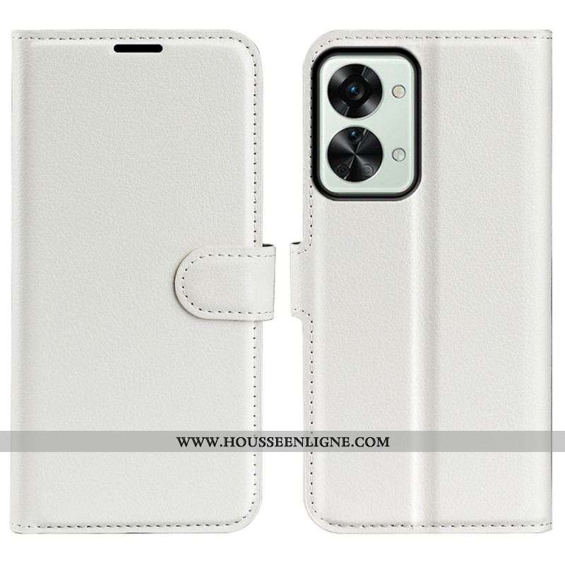 Housse OnePlus Nord 2T 5G Simili Cuir Litchi Classique