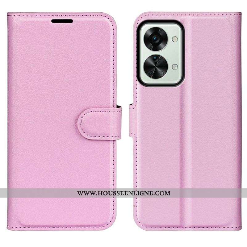 Housse OnePlus Nord 2T 5G Simili Cuir Litchi Classique