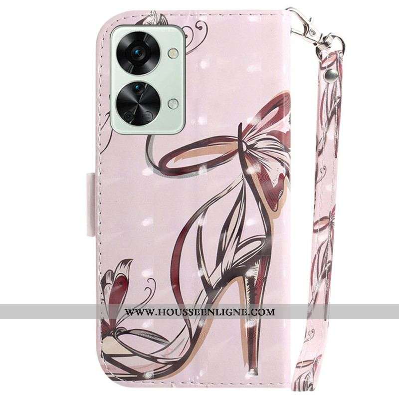 Housse OnePlus Nord 2T 5G Talons Hauts Papillon à Lanière