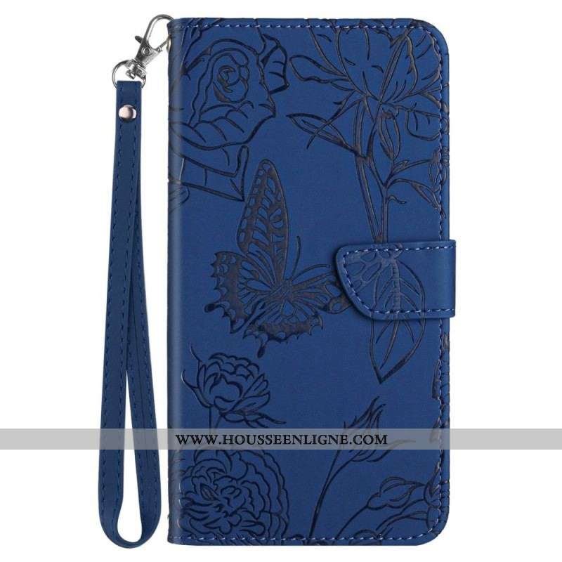 Housse OnePlus Nord CE 2 5G Papillons et Fleurs à Lanière