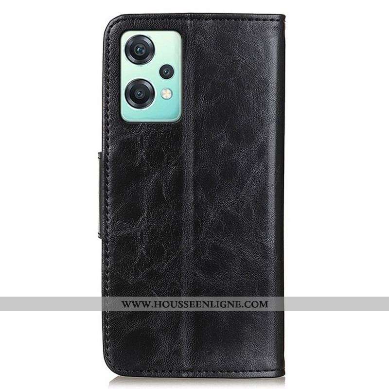 Housse OnePlus Nord CE 2 Lite 5G Cuir Fendu Fermoir Vintage