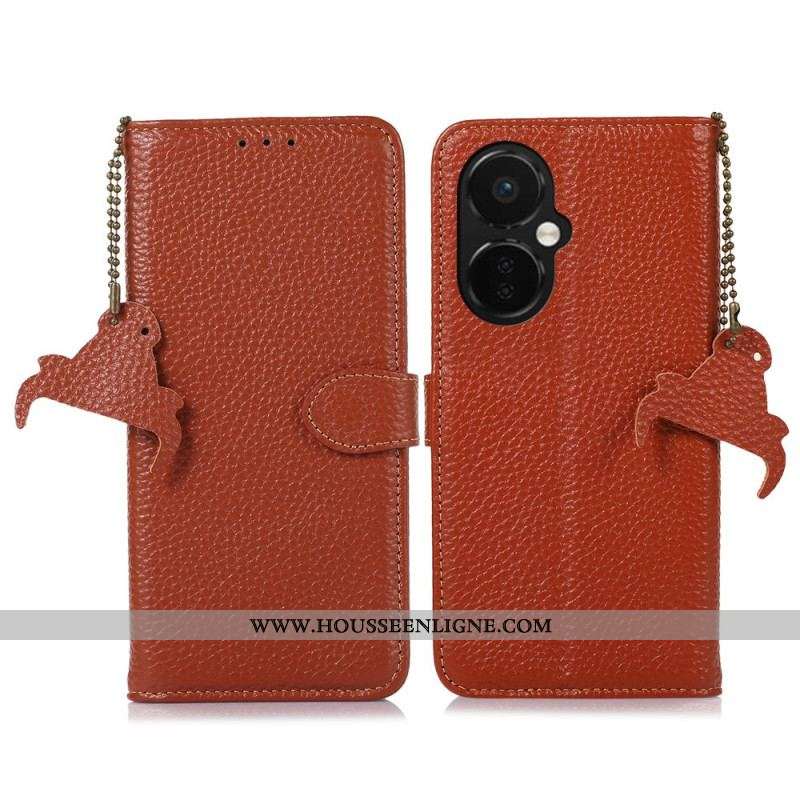 Housse OnePlus Nord CE 3 Lite 5G Vrai Cuir Litchi RFID