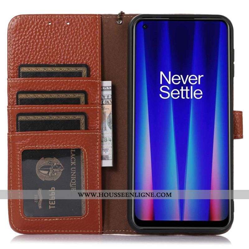 Housse OnePlus Nord CE 3 Lite 5G Vrai Cuir Litchi RFID