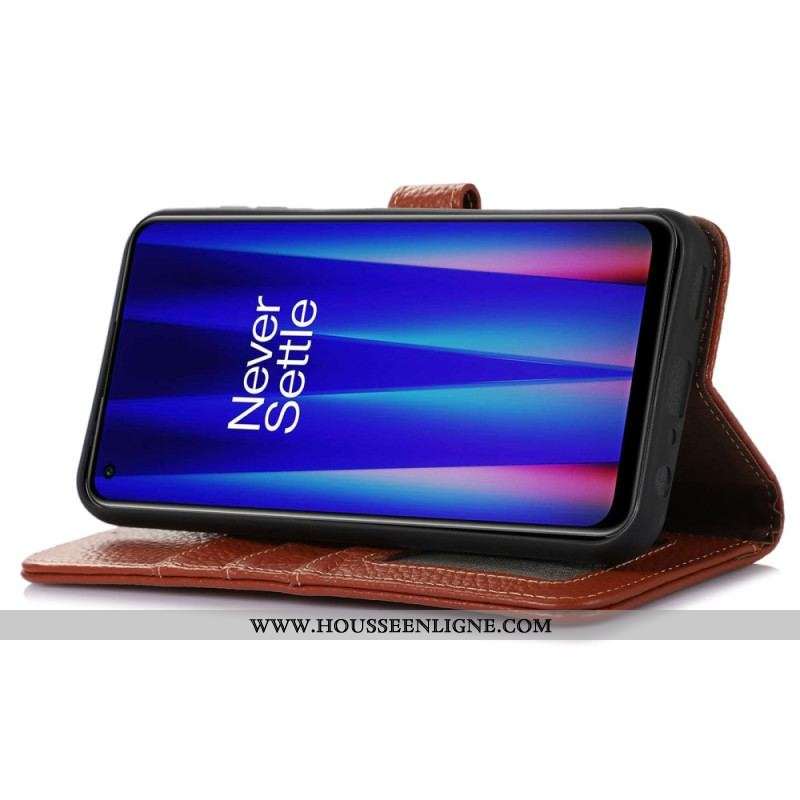 Housse OnePlus Nord CE 3 Lite 5G Vrai Cuir Litchi RFID
