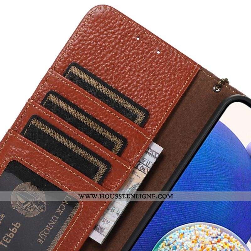 Housse OnePlus Nord CE 3 Lite 5G Vrai Cuir Litchi RFID
