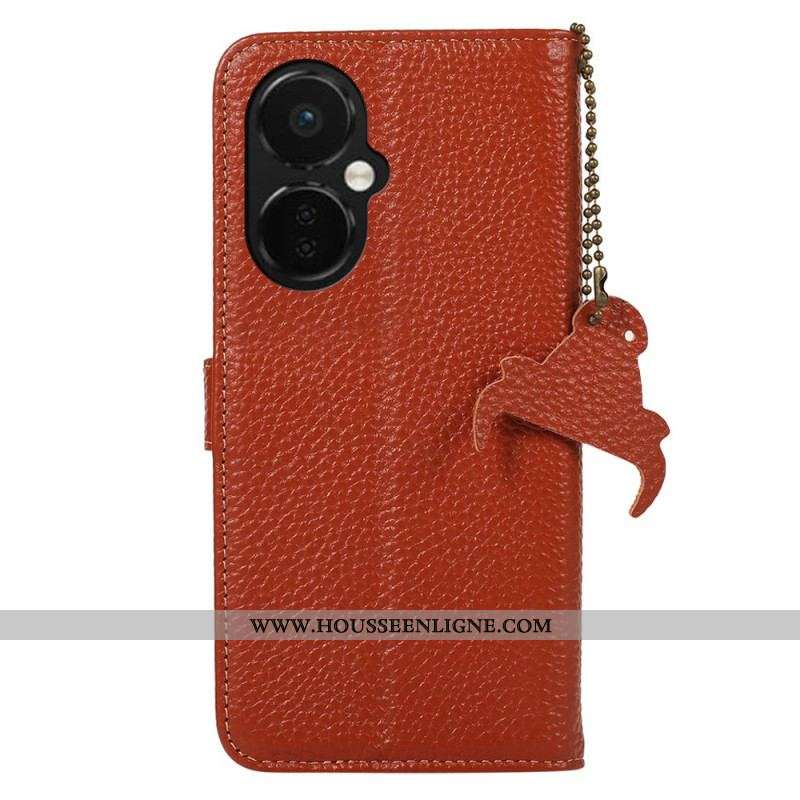 Housse OnePlus Nord CE 3 Lite 5G Vrai Cuir Litchi RFID