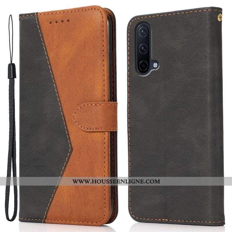 Housse OnePlus Nord CE 5G Simili Cuir Bicolore Triangle