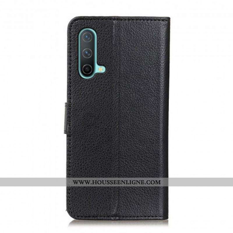 Housse OnePlus Nord CE 5G Simili Cuir Litchi Traditionnel