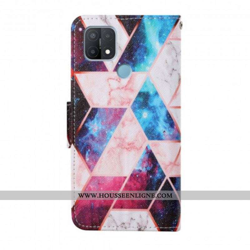 Housse Oppo A15 Marbre avec Lanière