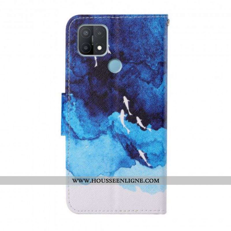 Housse Oppo A15 Mer avec lanière