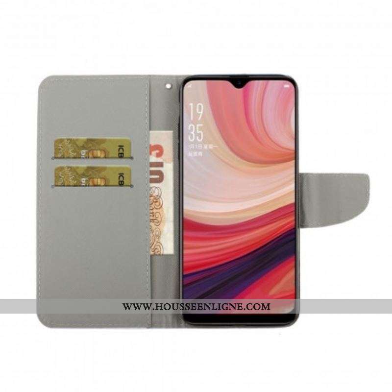 Housse Oppo A15 Patchwork avec Lanière