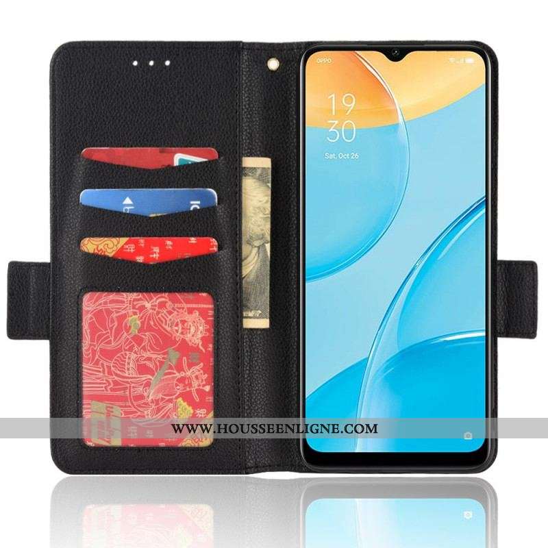 Housse Oppo A15 Rabat Double Litchi New Colors