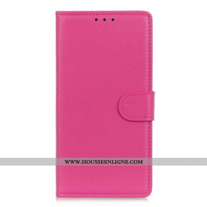Housse Oppo A15 Simili Cuir Litchi