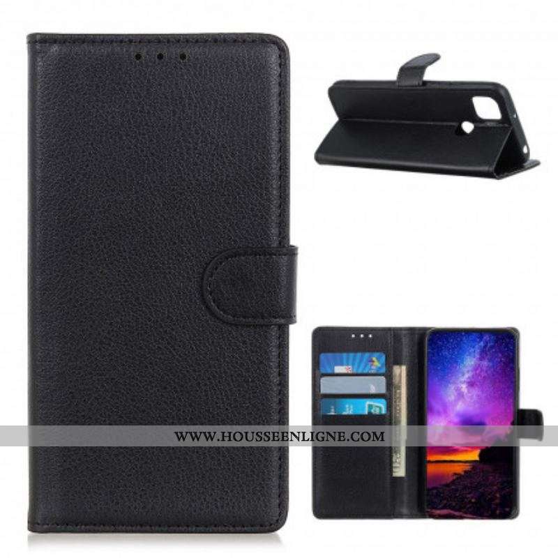 Housse Oppo A15 Simili Cuir Litchi