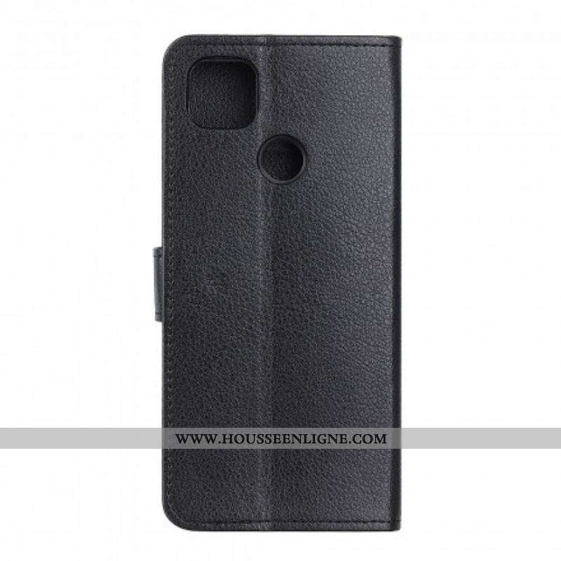 Housse Oppo A15 Simili Cuir Litchi